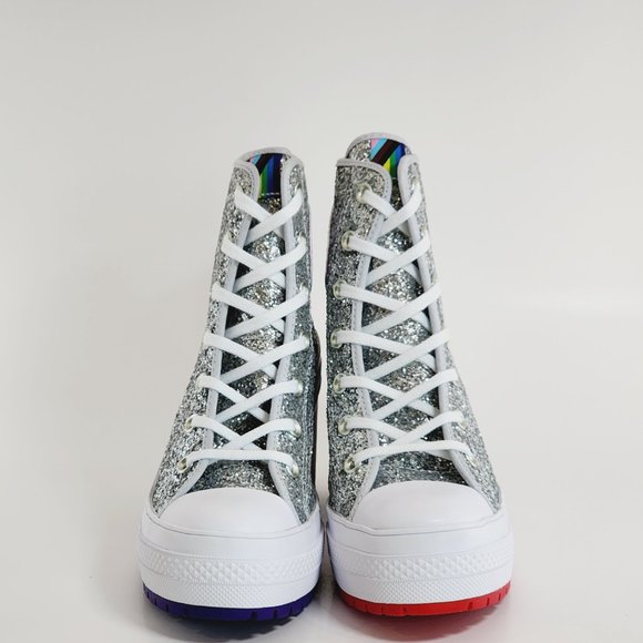 Converse Chuck 70 De Luxe Heel Pride Glitter Women's Platform Boots A06028C NWT - Picture 6 of 6